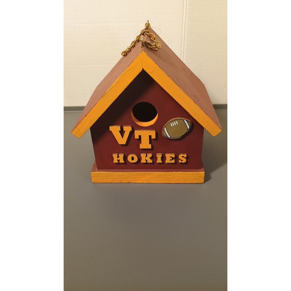 Virginia Tech Hokies Birdhouse Wood Maroon Orange Good Hanging Fan Decor